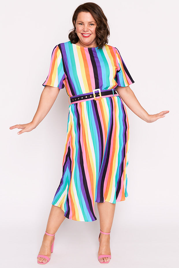 Nadia Kelly Stripe Dress โ Kelly Stripe midi dress