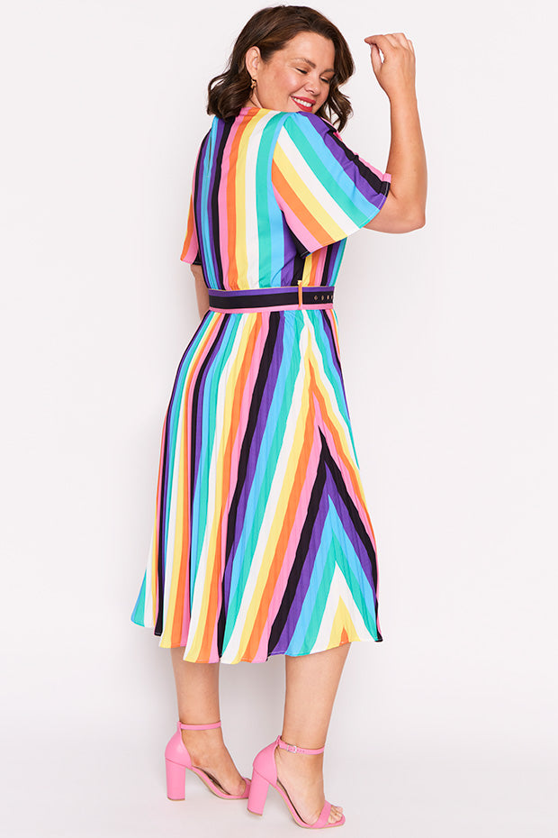 Nadia Kelly Stripe Dress โ Kelly Stripe midi dress