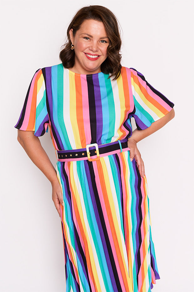 Nadia Kelly Stripe Dress โ Kelly Stripe midi dress