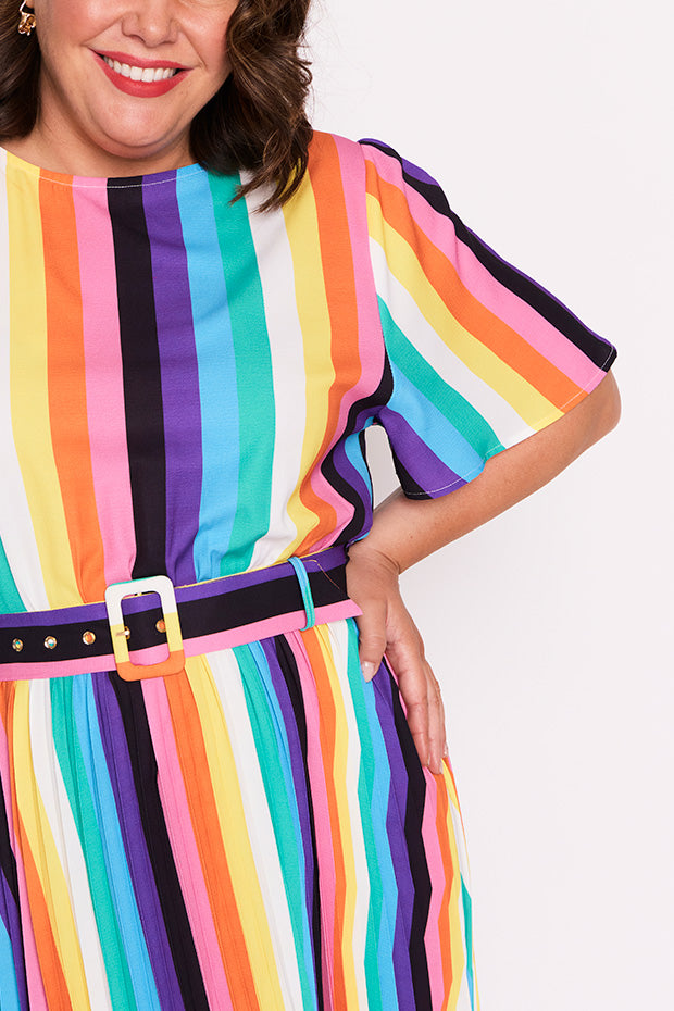 Nadia Kelly Stripe Dress โ Kelly Stripe midi dress