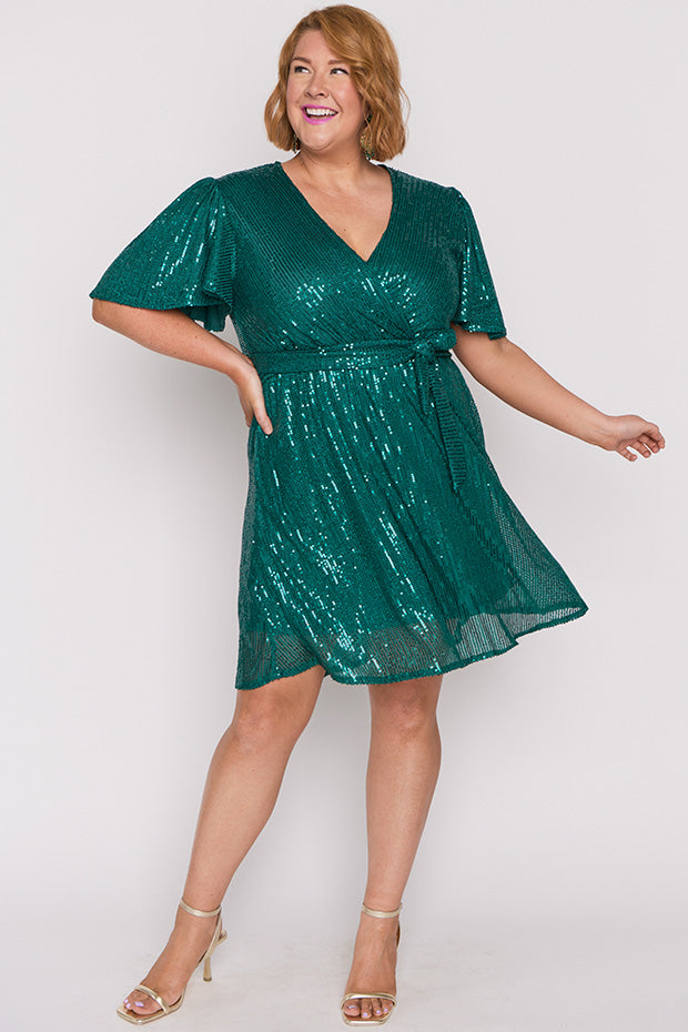 Juliette Emerald Sequins Party Dress ā Emerald Sequins midi dress