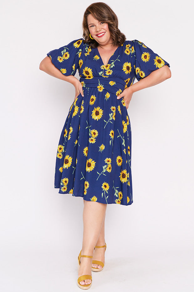 Rowan Sunflower Dress – Sunflower knee length dress