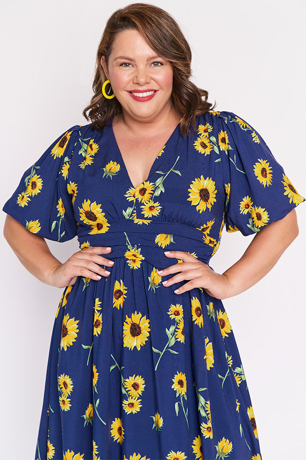 Rowan Sunflower Dress – Sunflower knee length dress