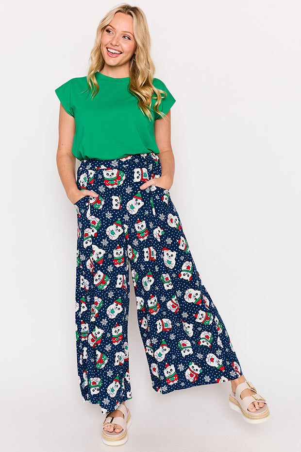 Xane Teddies Christmas Pant – Teddies Christmas wide leg pants