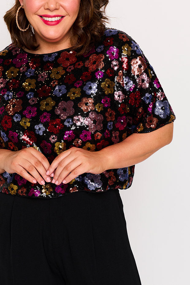 Astra Sunset Flower Sequin Top – Sunset Flower Sequin top