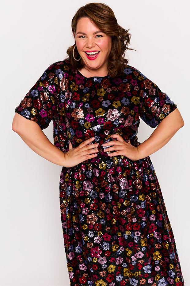 Astra Sunset Flower Sequin Top – Sunset Flower Sequin top