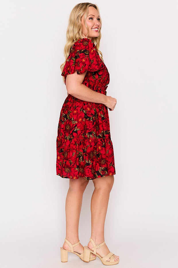 Leena Crimson Christmas Dress – Crimson Christmas knee length dress