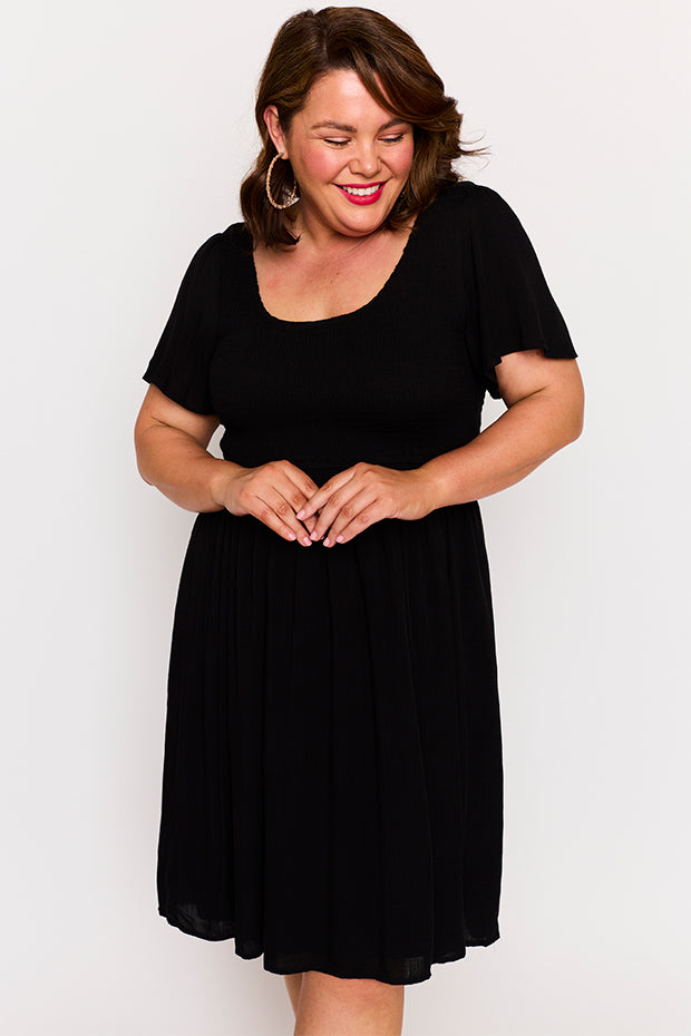 Merida Black Dress – Black knee length dress