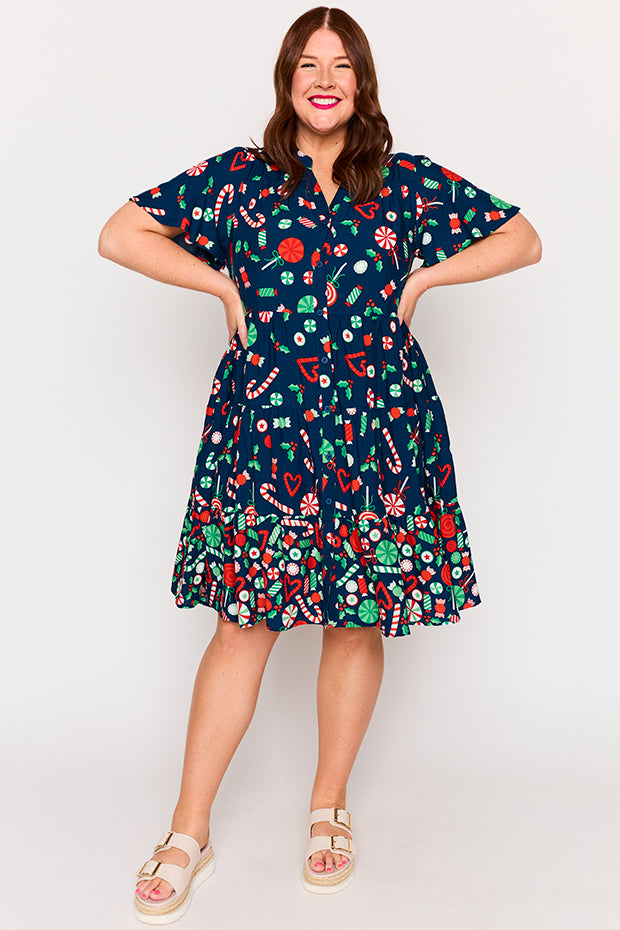 Lucette Candy Crush Christmas Dress – Candy Crush Christmas midi dress