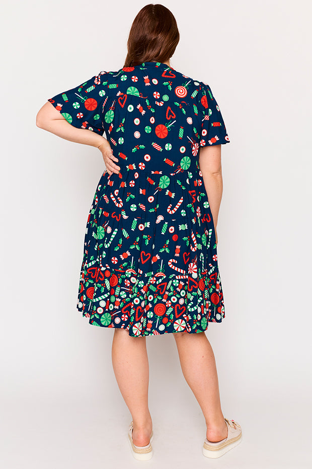 Lucette Candy Crush Christmas Dress – Candy Crush Christmas midi dress