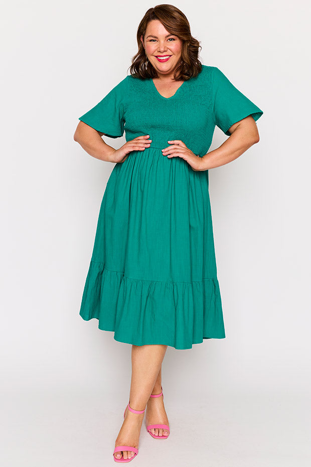 Lila Teal Dress – Teal midi dress
