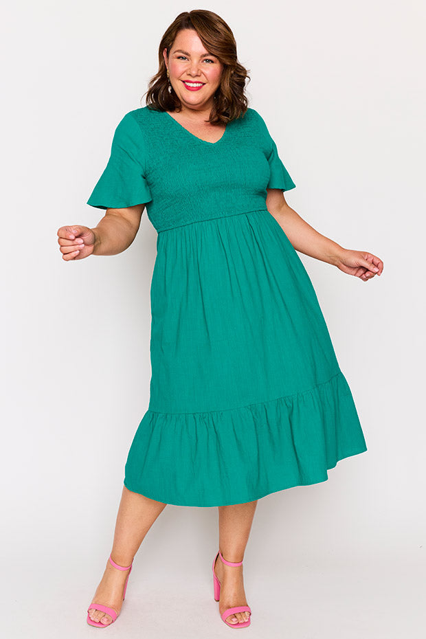 Lila Teal Dress – Teal midi dress