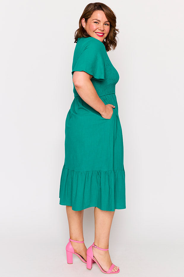 Lila Teal Dress – Teal midi dress