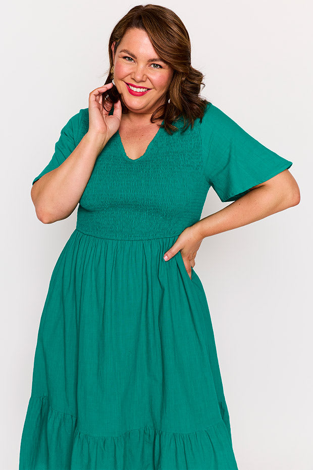 Lila Teal Dress – Teal midi dress