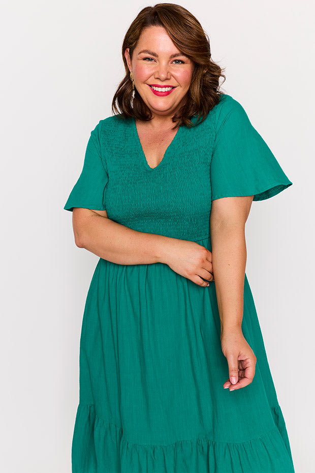 Lila Teal Dress – Teal midi dress