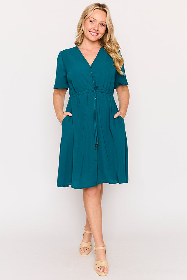 Siena Teal Dress – Teal knee length dress
