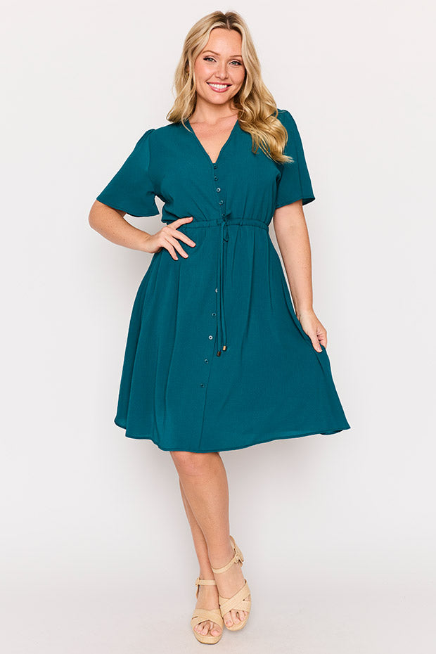 Siena Teal Dress – Teal knee length dress