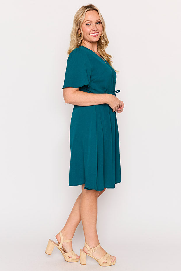 Siena Teal Dress – Teal knee length dress