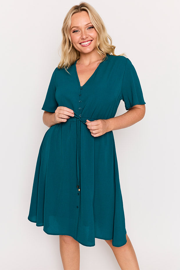 Siena Teal Dress – Teal knee length dress