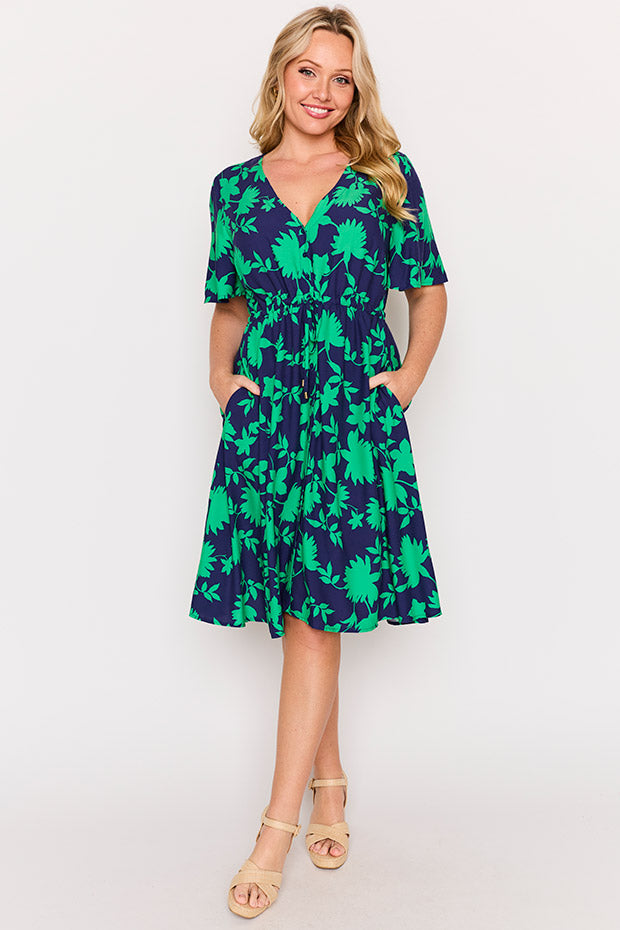 Jaz Green Ivy Dress โ Green Ivy knee length dress