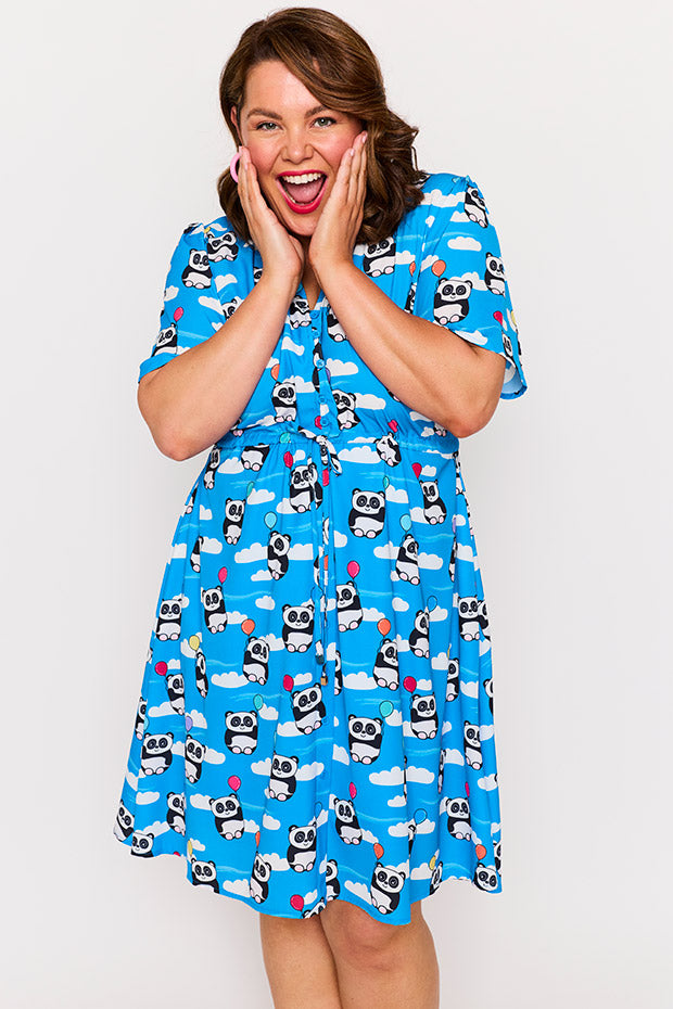 Siena Floating Pandas Dress โ Floating Pandas knee length dress
