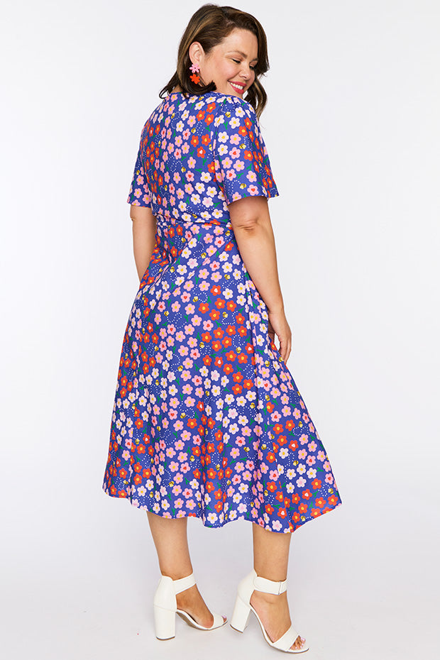 Marley Cotton Cute Daisy Bee Dress – Cute Daisy Bee midi dress