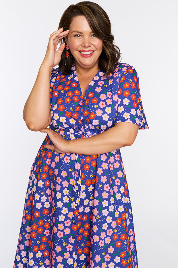 Marley Cotton Cute Daisy Bee Dress – Cute Daisy Bee midi dress