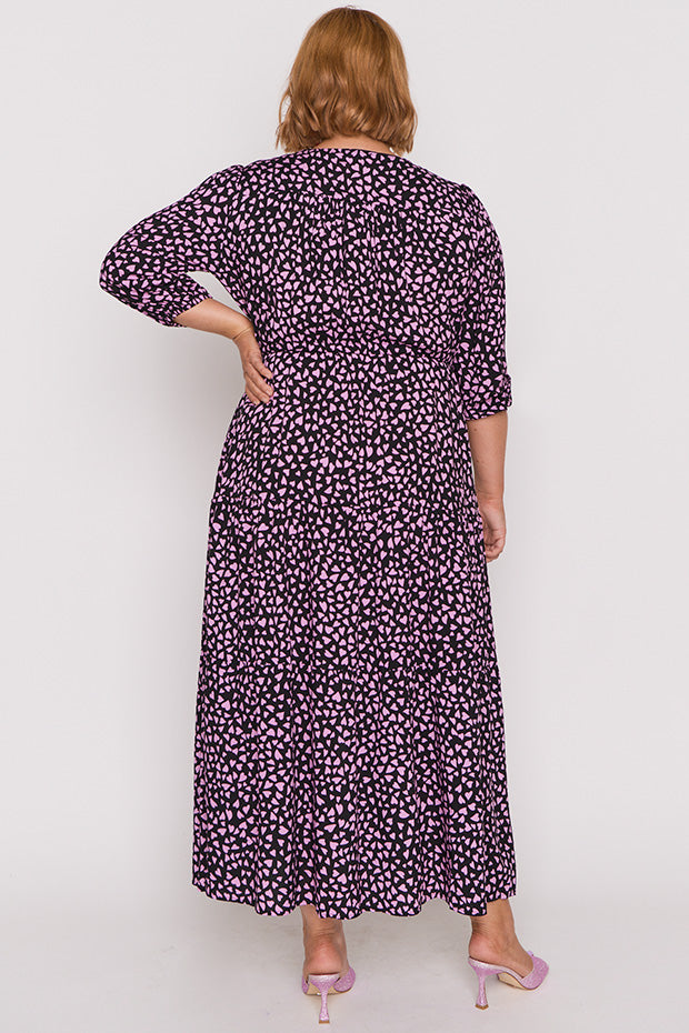 Adeline Abstract Hearts Black Pink Maxi Dress โ Abstract Hearts Black Pink maxi dress