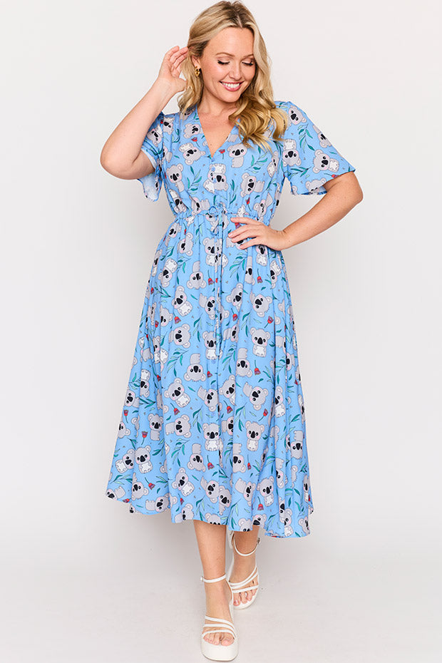 Marley Blue Koalas Dress โ Blue Koalas midi dress