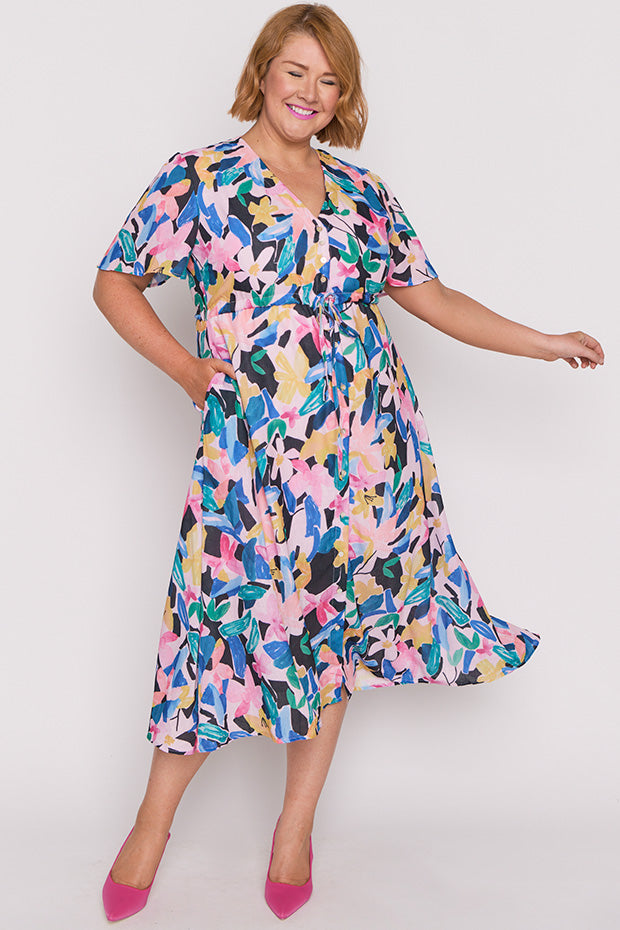 Kristina Colour Block Garden Dress ā Colour Block Garden midi dress