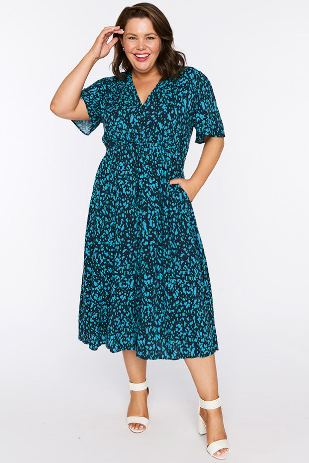 Michelle Teal Dash Dress – Teal Dash midi dress