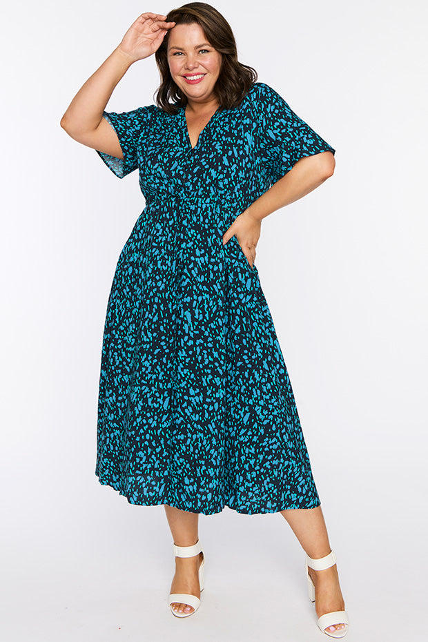 Michelle Teal Dash Dress – Teal Dash midi dress