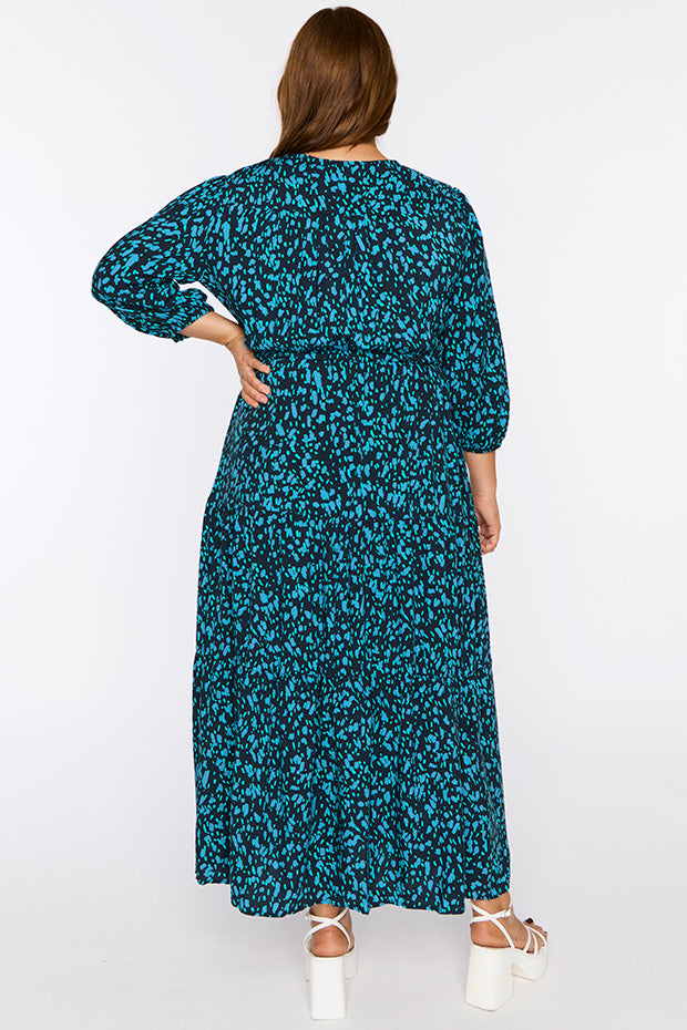 Adeline Teal Dash Dress – Teal Dash maxi dress