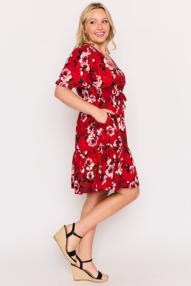 Remi Cherry Rose Dress โ Cherry Rose knee length dress