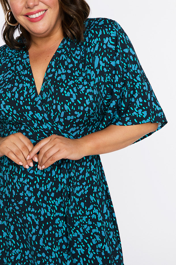 Giverny Teal Dash Wrap Dress โ Teal Dash Wrap wrap dress