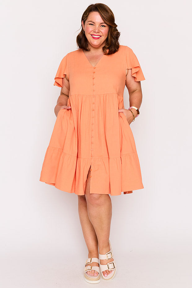 Mikey Coral Dress – Coral knee length dress