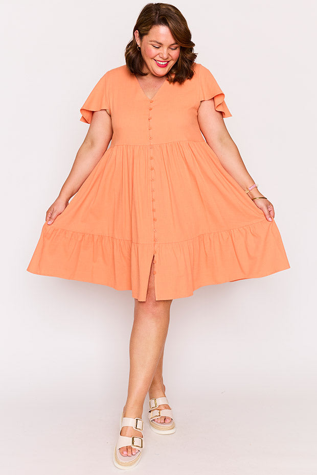 Mikey Coral Dress – Coral knee length dress