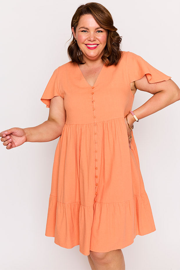 Mikey Coral Dress – Coral knee length dress