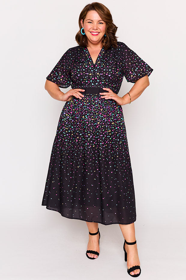Stephanie Falling Hearts Dress โ Falling Hearts midi dress