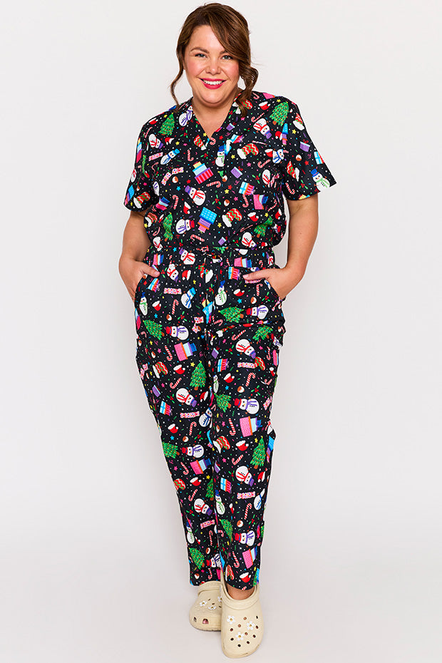 Cristina Jolly Christmas Scrub Pant – Jolly Christmas wide leg pants