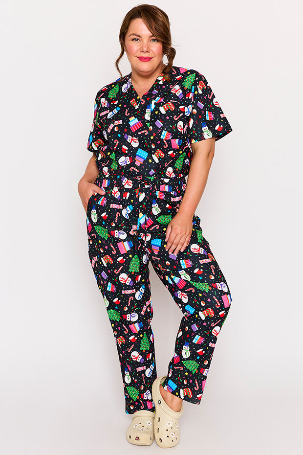 Cristina Jolly Christmas Scrub Pant – Jolly Christmas wide leg pants