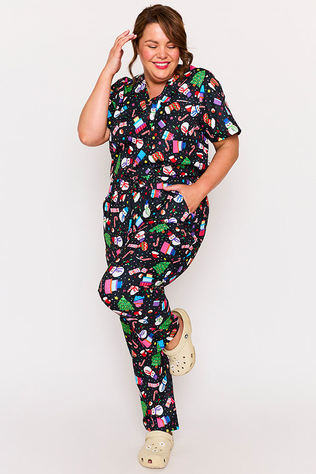 Cristina Jolly Christmas Scrub Pant – Jolly Christmas wide leg pants