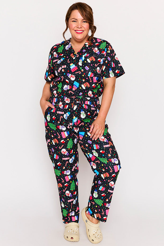 Cristina Jolly Christmas Scrub Pant – Jolly Christmas wide leg pants