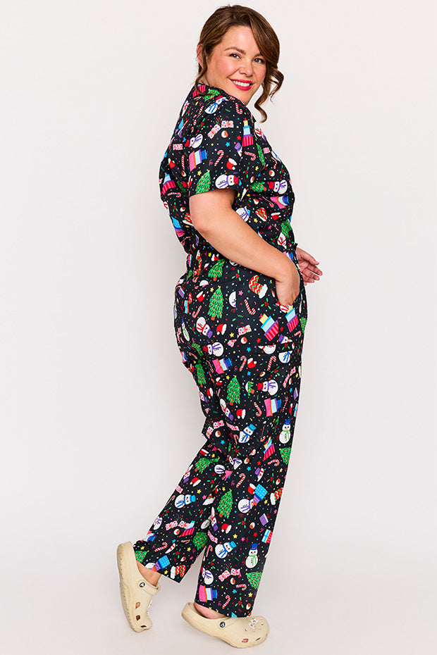 Cristina Jolly Christmas Scrub Pant – Jolly Christmas wide leg pants