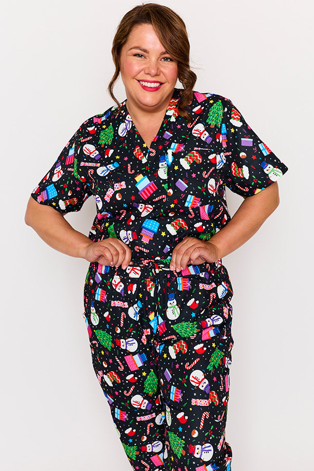 Cristina Jolly Christmas Scrub Pant – Jolly Christmas wide leg pants
