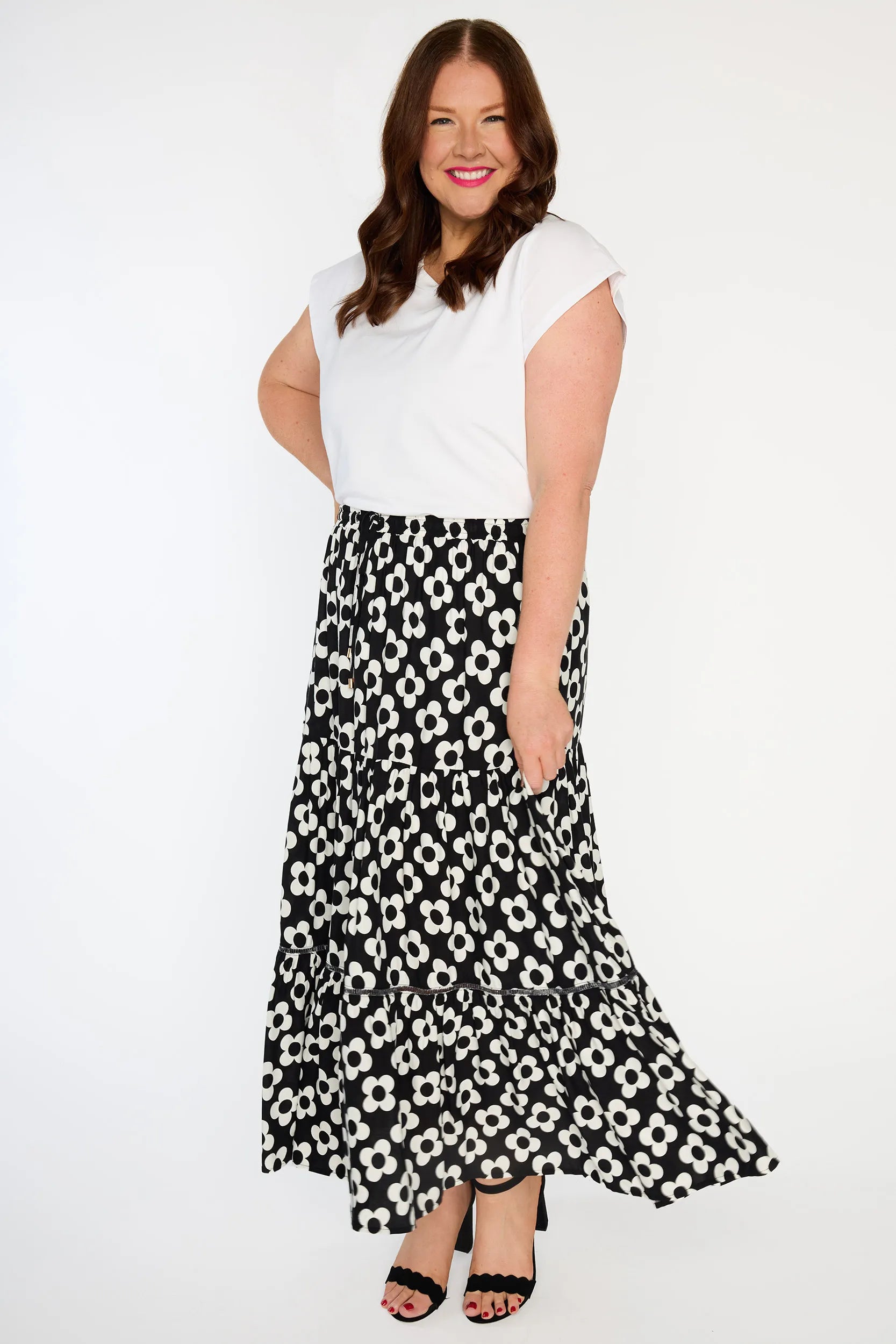 Alexandra Black White Daisy Skirt