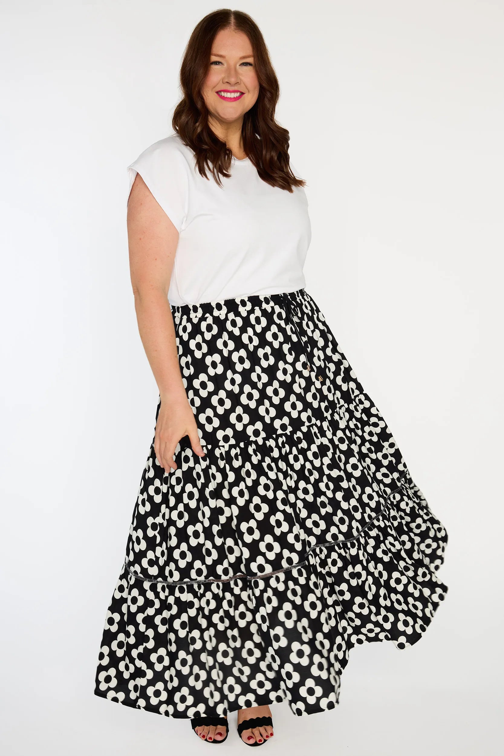 Alexandra Black White Daisy Skirt