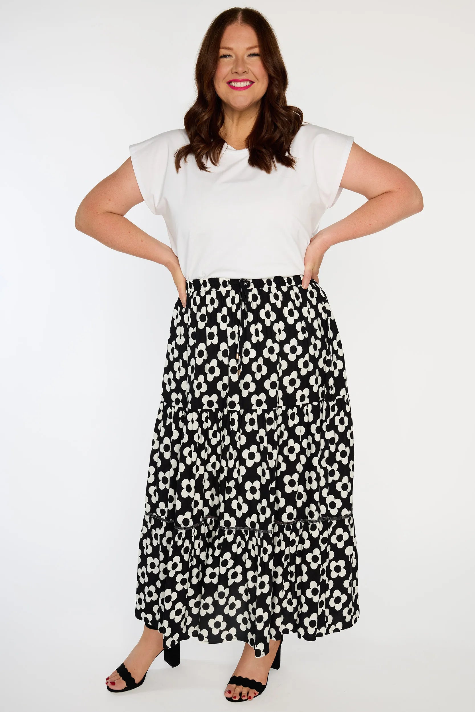 Alexandra Black White Daisy Skirt