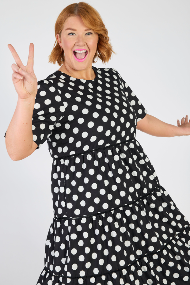 Aurelia Black & White Spots Maxi Dress – Black & White Spots midi dress