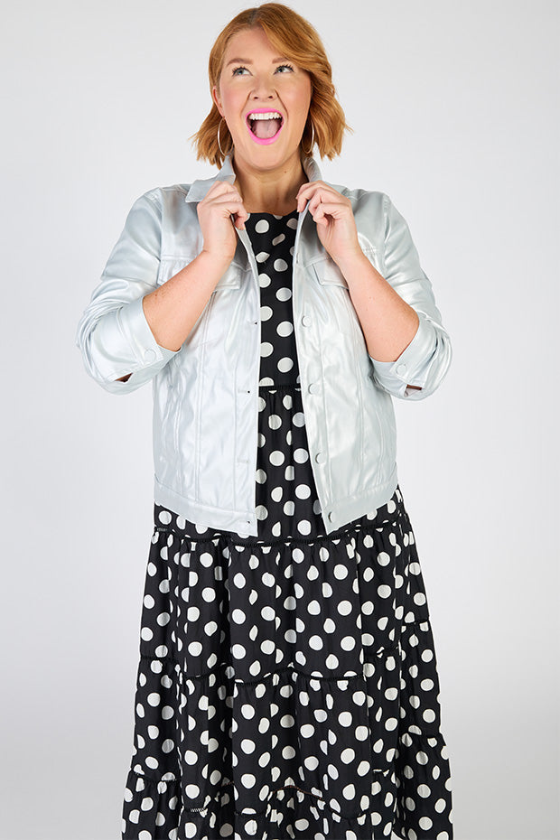 Brigitta Silver Jacket – Silver biker jacket